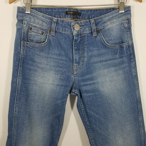 Maje Distressed Ankle Jeans Size 38 - Picture 3 of 8
